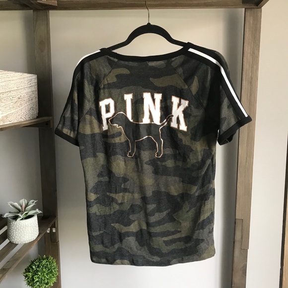PINK Victoria's Secret Tops - Victoria Secret PINK NWT Camo Metallic Dog Top